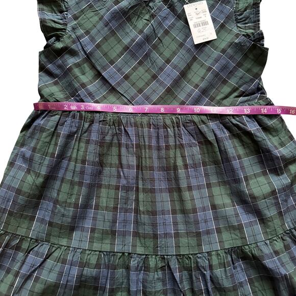 Crewcuts J. Crew Plaid Dress Girls 8 Blue Green Shimmer Holiday Christmas NWT - Picture 12 of 16